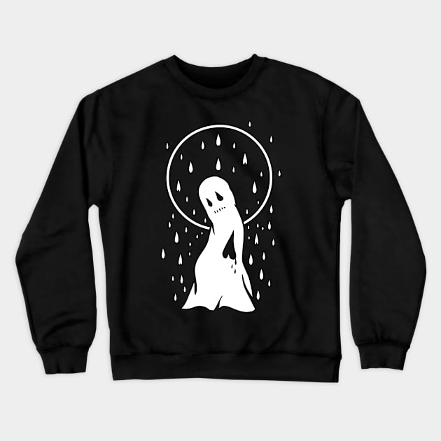 sad ghost in the rain Crewneck Sweatshirt by somatosis